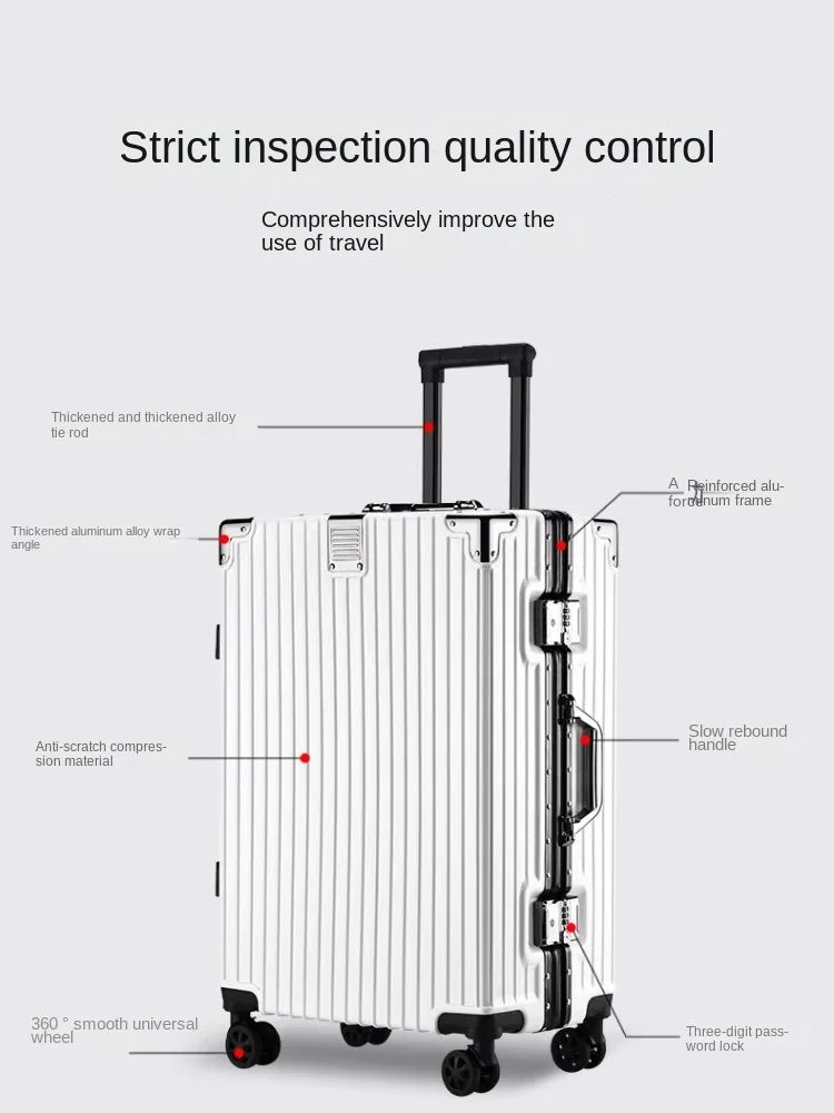 Travel Suitcase Aluminum Frame 20 Inch Carrier Suitcase 0n Wheels Durable Password Suitcase 26/28/30  Large Capacity Luggage