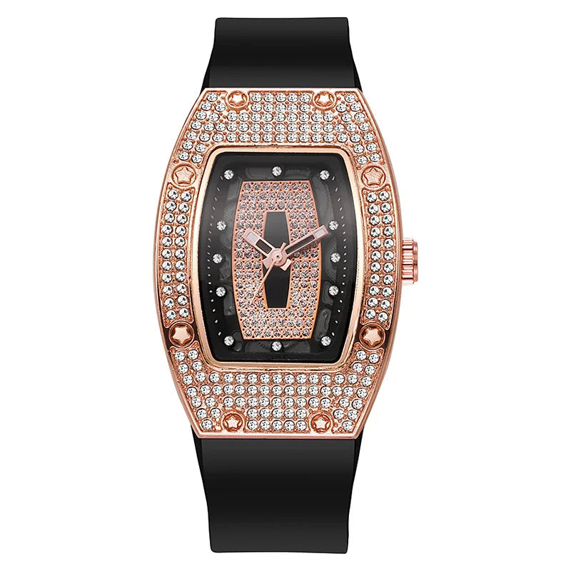 Silicone Tonneau Luxury Watch — Rose Gold | KIMLUD