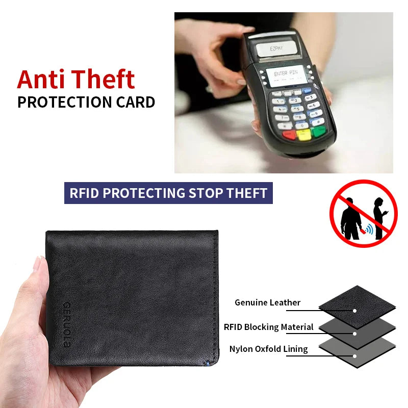 Wallet - RFID Blocking - Genuine Cow Leather - Card Slots | KIMLUD