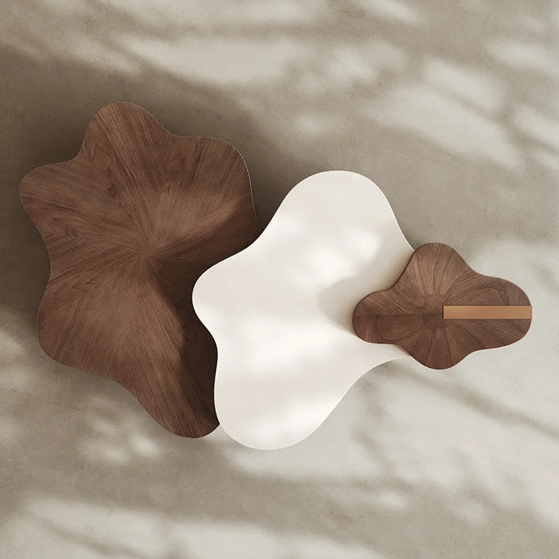 Italian Style Coffee Table Rectangle — Walnut Ivory | KIMLUD