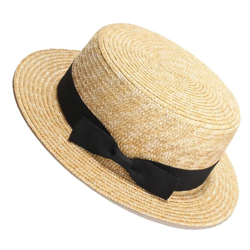 Wheat Straw Classic Boater Fedora Hat — Natural | KIMLUD