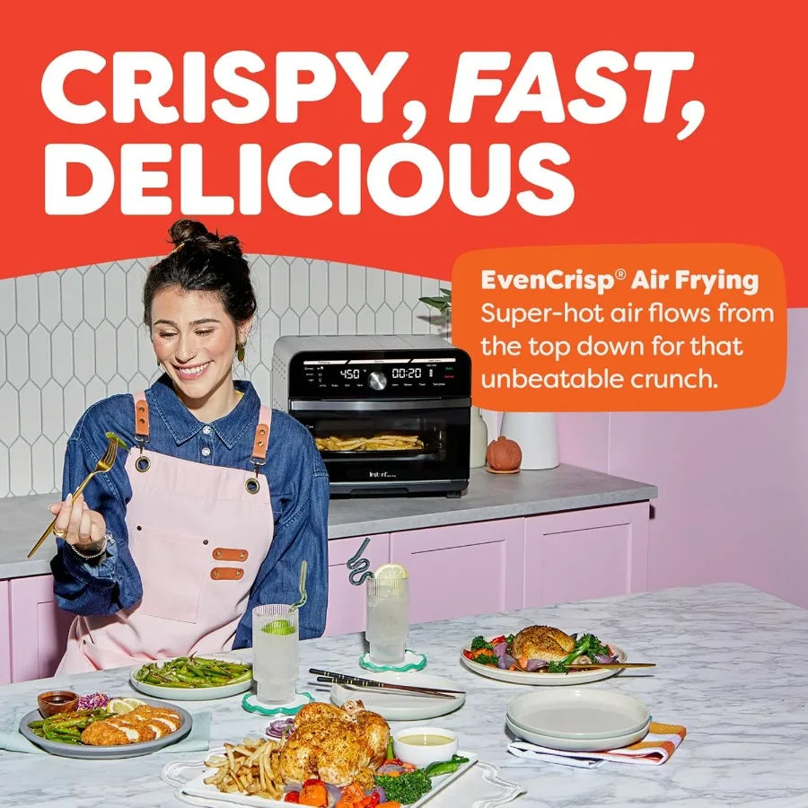 19QT 18L Toaster Oven Air Fryer with 10in1 Functions for Home Kitchen Fits 12 Pizza Ideal for Crisping Broiling Baking Roasting