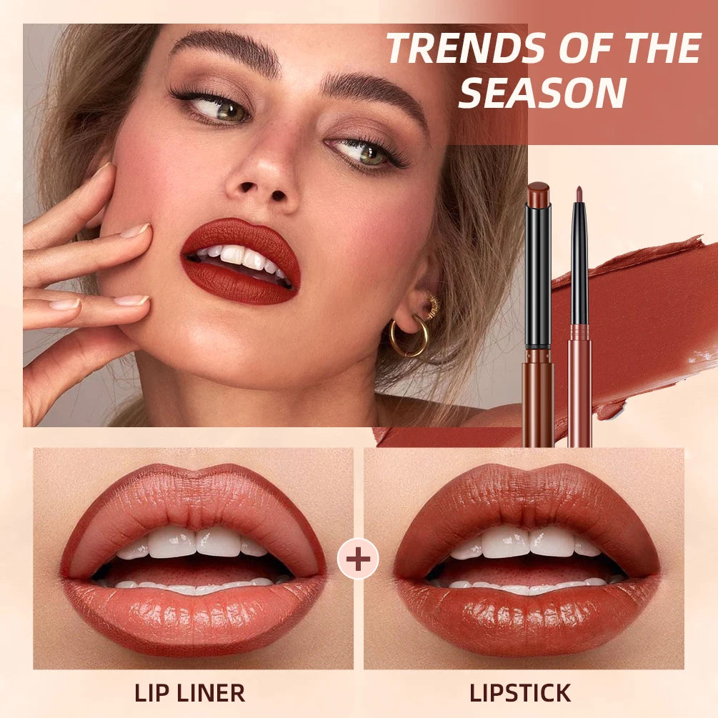 Matte Nude Lipstick Pen Set Lip Liner — Nude Pink | KIMLUD