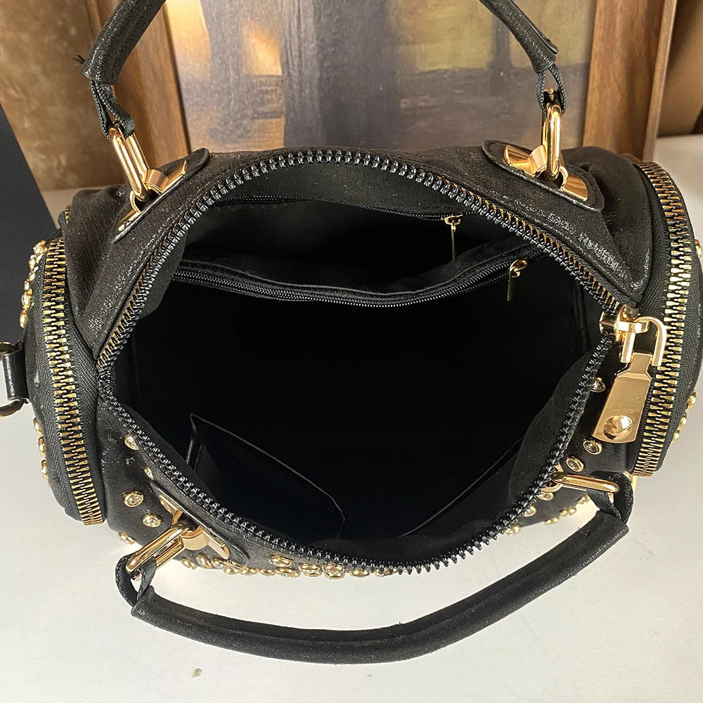 Crossbody Handbag – Diamond Studded Punk Style – PU | KIMLUD