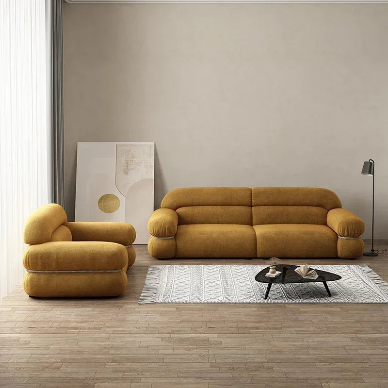 Modern Sectional Sofa With Reclining — Yellow | KIMLUD