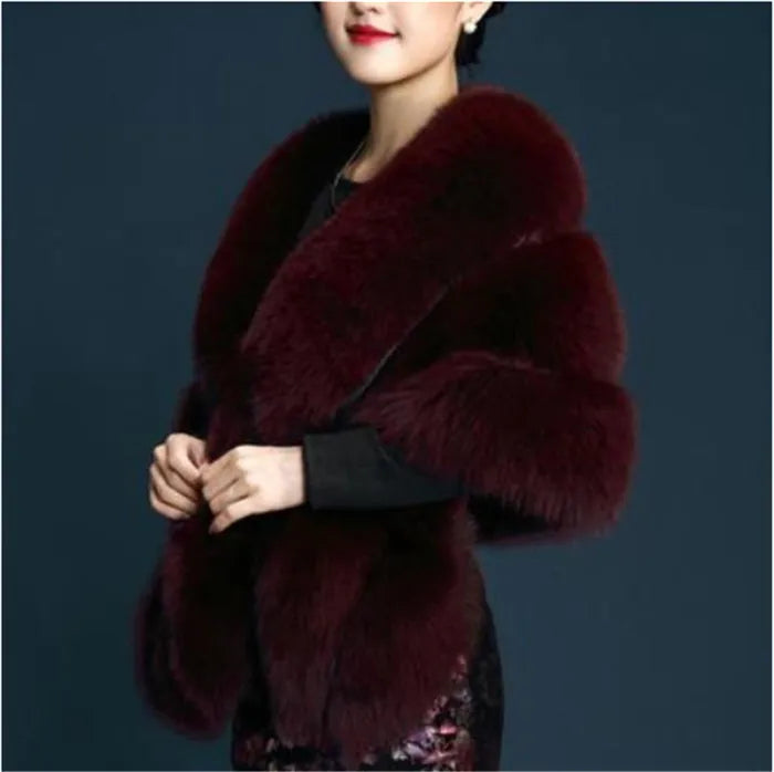 Customized 2023 Winter Faux Fur Coats luxury fox fur imitation mink fur poncho bridal wedding dress shawl cape women vest fur co