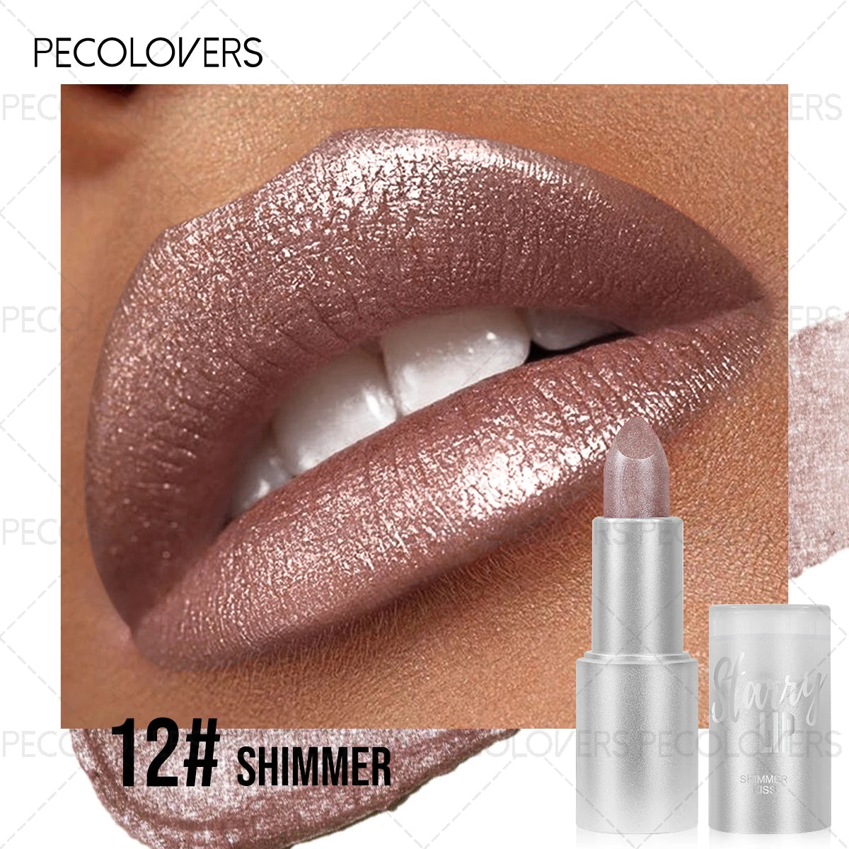 Pearlescent Glitter Lipstick Long-Lasting Shine With Sparkling Finish — Iridescent | KIMLUD