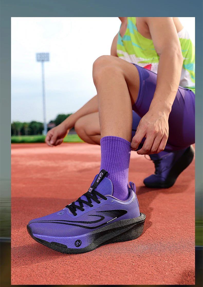 Men Sports Running Shoes Carbon Plate Marathon Breathable Lightweight Women's Comfortable Athletic Nonskid Walking Sneaker