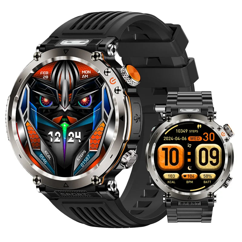 HT30 Smart Watch Bluetooth Call Men Outdoor Sports Fitness Compass Heart Rate Health Monitoring 600mAh Large Battery Smartwatch