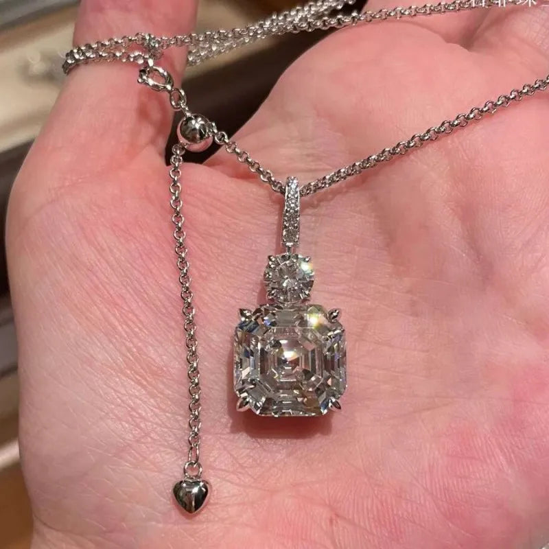 Necklace Earrings Ring Set - Asscher Cut - Zircon | KIMLUD