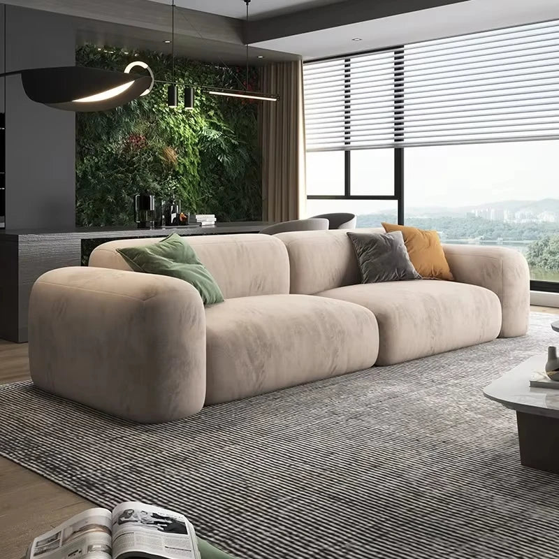 Velvet Lux L-Shaped Sectional Sofa — Ivory | KIMLUD