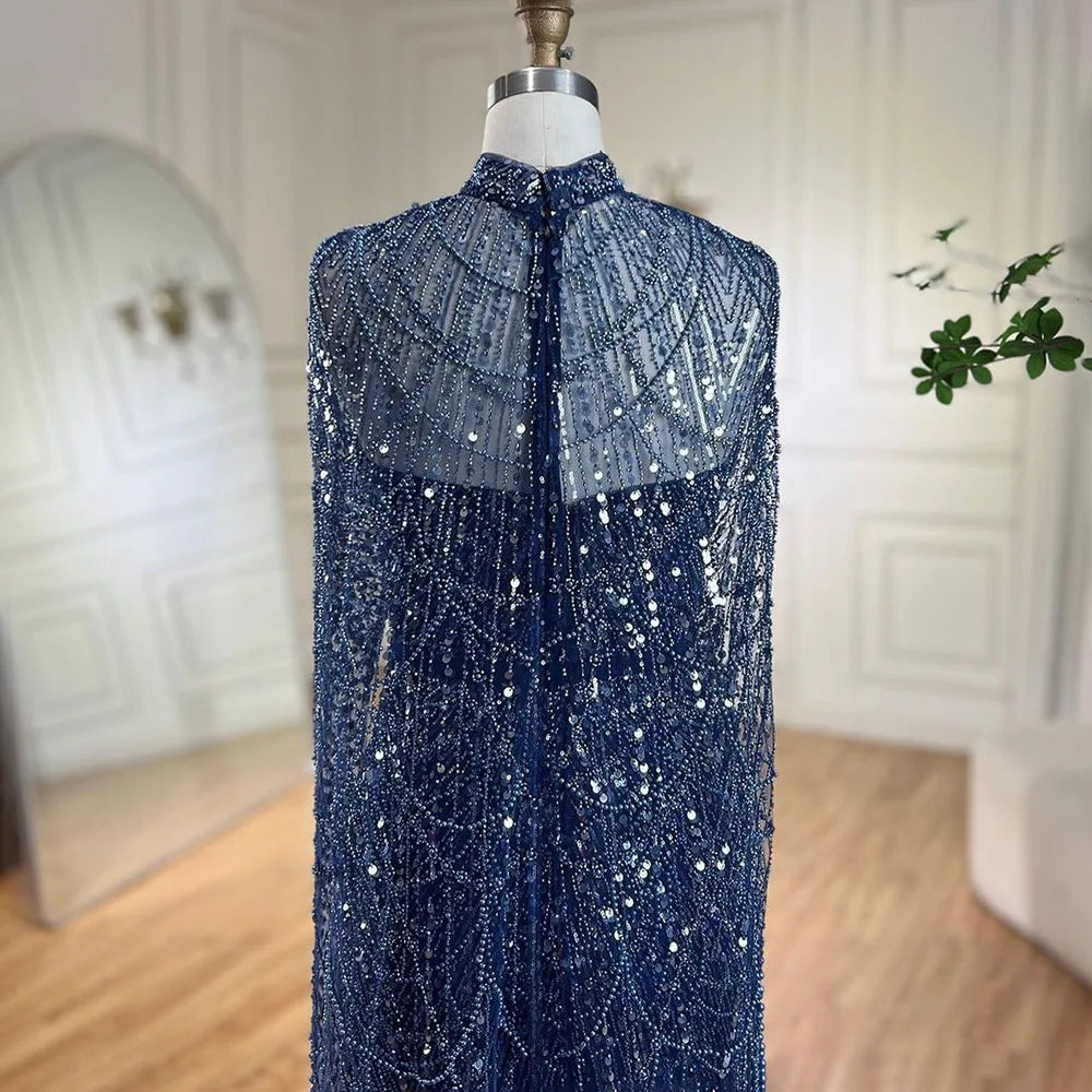 Beaded Gown With Mermaid Cape — Dubai Nude | KIMLUD