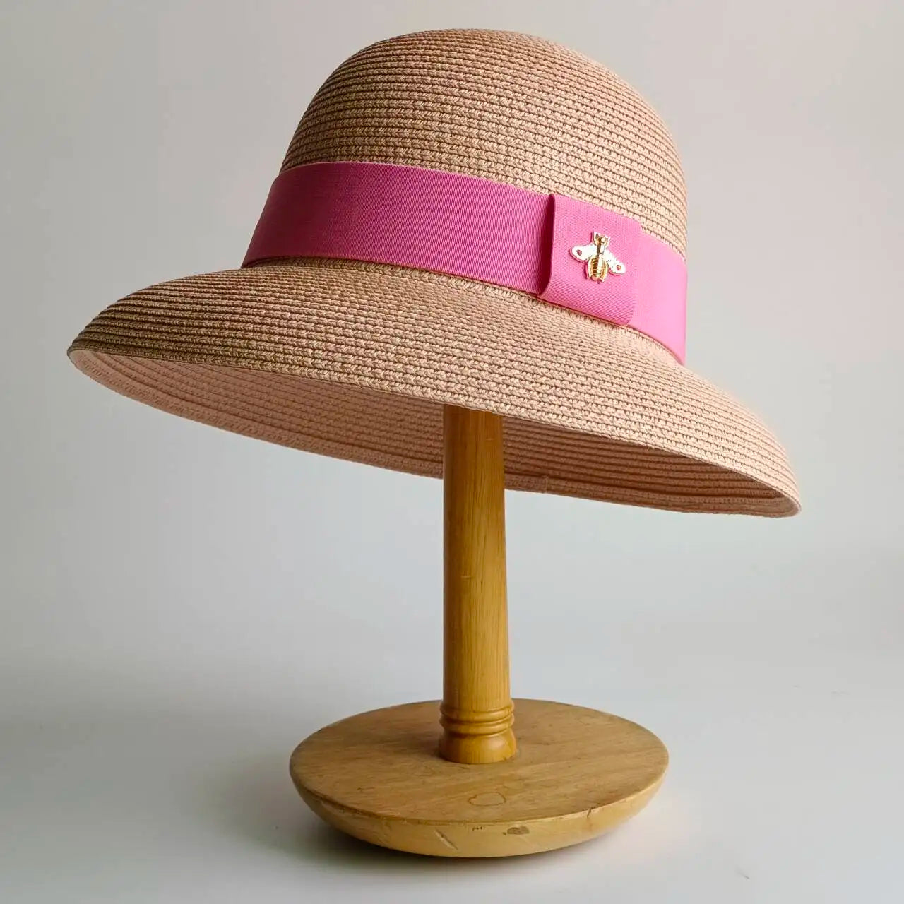 Straw Hepburn Style Solid Sun Hat — Natural | KIMLUD