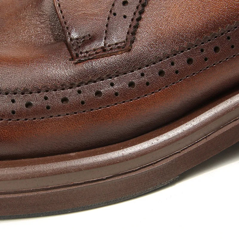 Genuine Leather Men's Block shoes Mens Business Shoes Luxury New Handmade Comfortable Man Casual Shoes Retro Men Leather Shoes