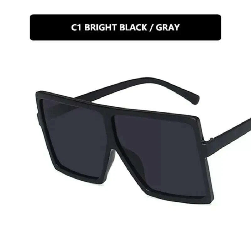 KIMLUD, Oversized Shades Sunglasses Woman Black Fashion Square Sun Glasses For Female Big Frame Vintage Gradient Sexy Oculos De Sol, KIMLUD Womens Clothes