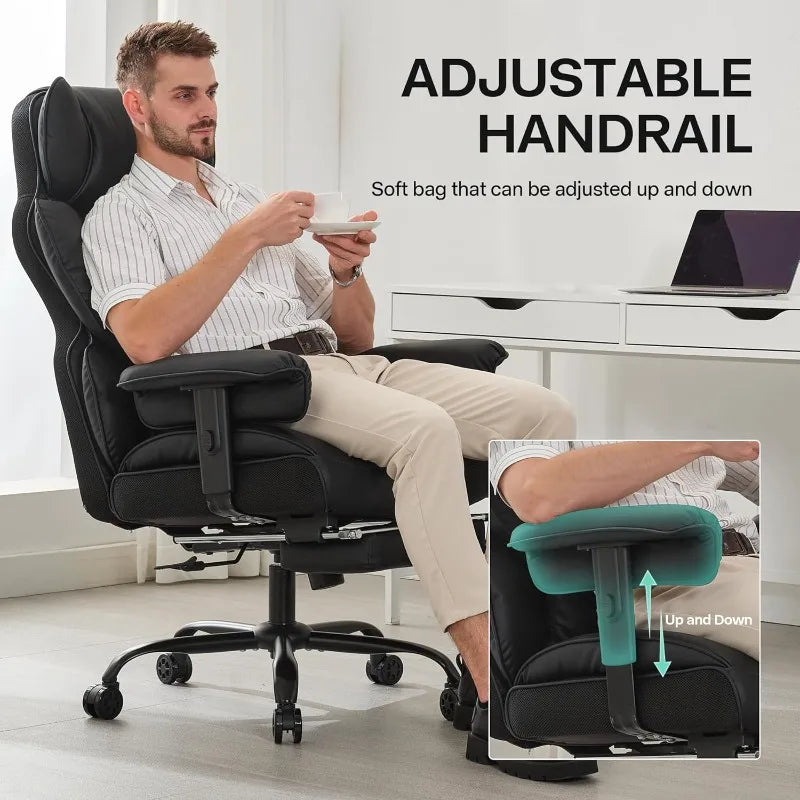 Big and Tall Office Chair 400lbs Wide Seat,High Back Gaming Chair with Foot Rest, Ergonomic Reclining Executive Office Chairs