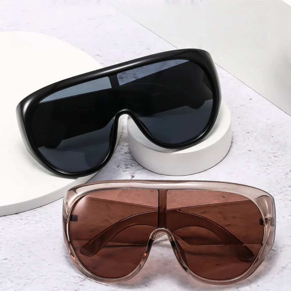 Oversized One-Piece Luxury Sunglasses — Black | KIMLUD