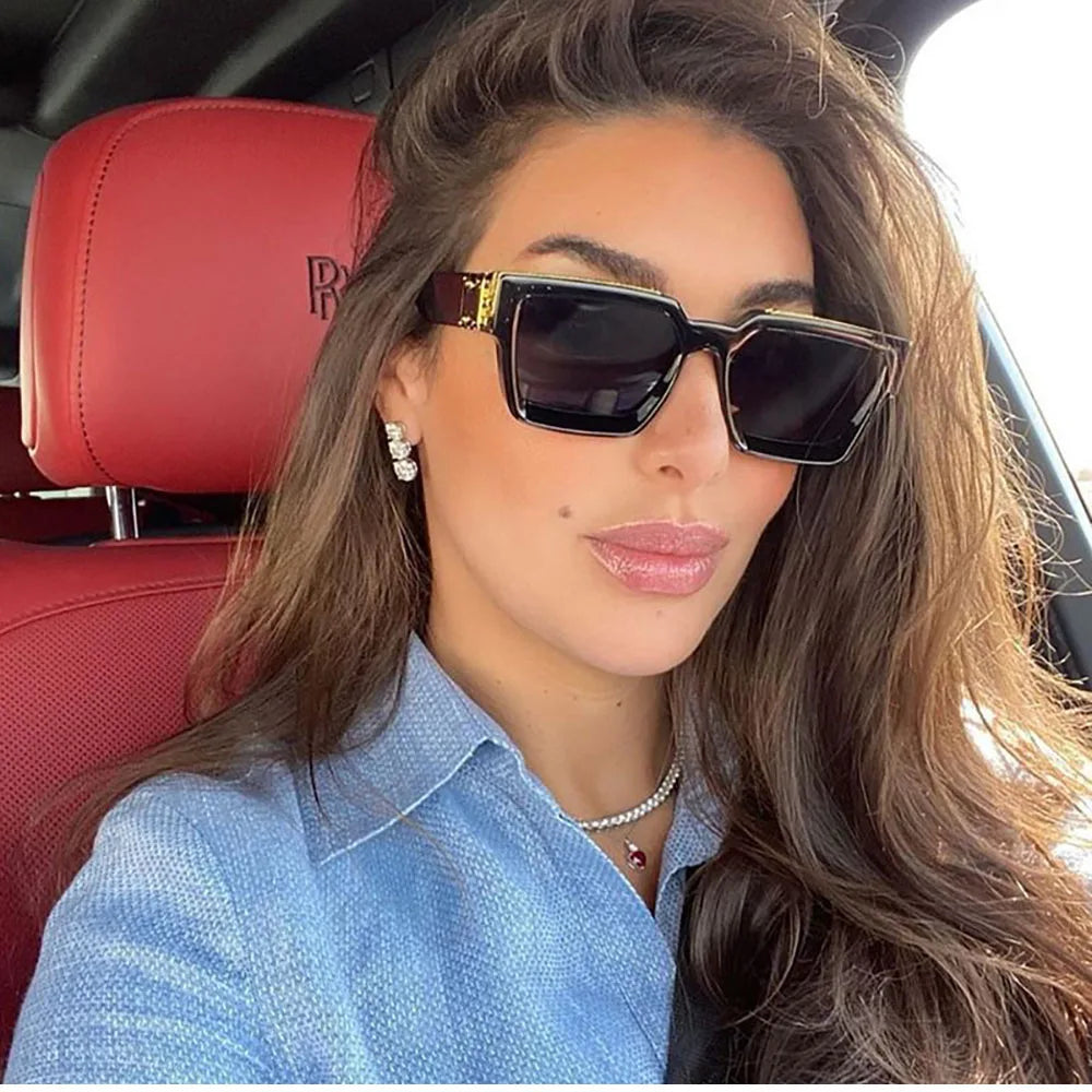 Resin Square Sunglasses Vintage Millionaire Style — Silver | KIMLUD