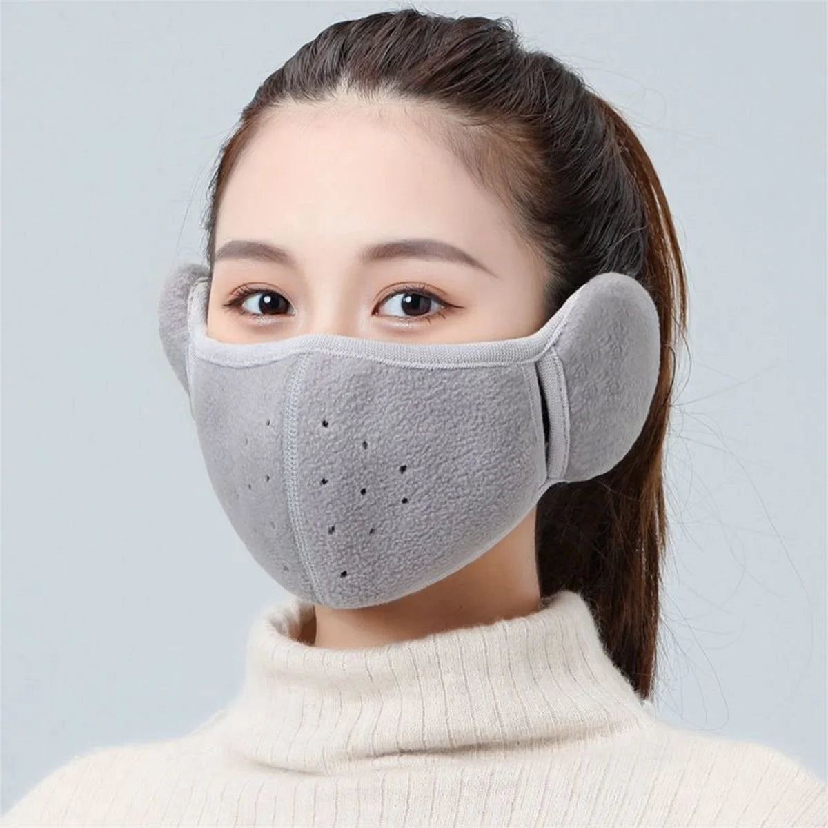 Fleece earmuffs with windproof design, unisex, warm and breathable, suitable for autumn and winter cycling and outdoor activitie