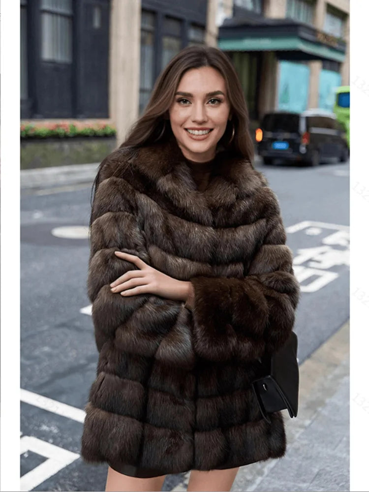 High Quality Fur Coat Imitation Mink Fur Women Fur Coat 2025 New Winter Thick Temperament Leisure Warm Hooded Women Fur Coat 627