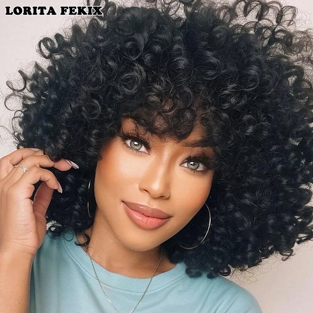 Afro Kinky Curly Wig Hair Wigs Synthetic Heat Resistant — Blonde | KIMLUD
