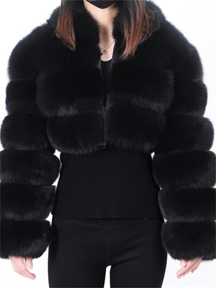 WESAYNB Winter Clothes 2022 Fashion Faux Fur Coats Women Long Sleeve Warm Tops Quilted Faux Fur Jackets For Women Wholesale