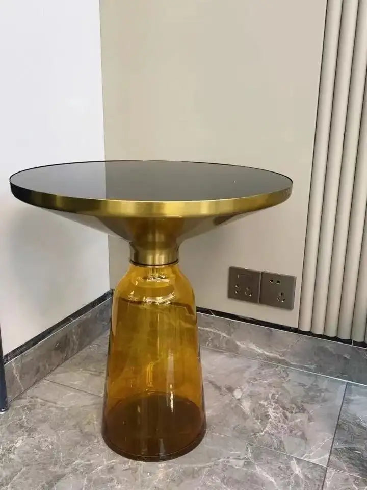 Nordic Creative Glass Round Coffee Table Combination Living Room Reception Side Table Transparent Light Luxury Coffee Tables