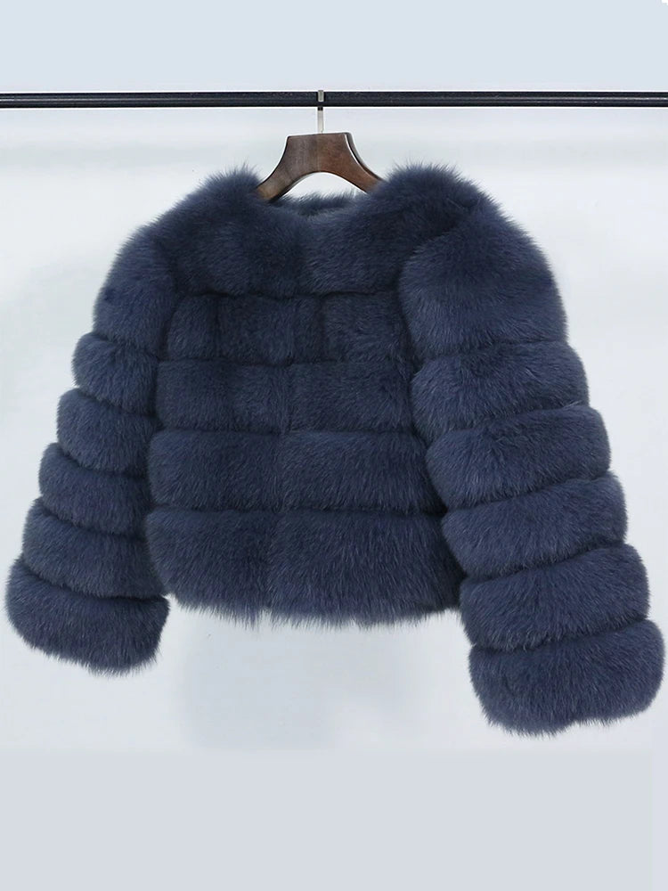 OFTBUY 2022 Winter Jacket Women Real Fox Fur Coat Natural Fox Fur Outerwear O-neck Three Quarter Sleeve Thick Warm Fashion New