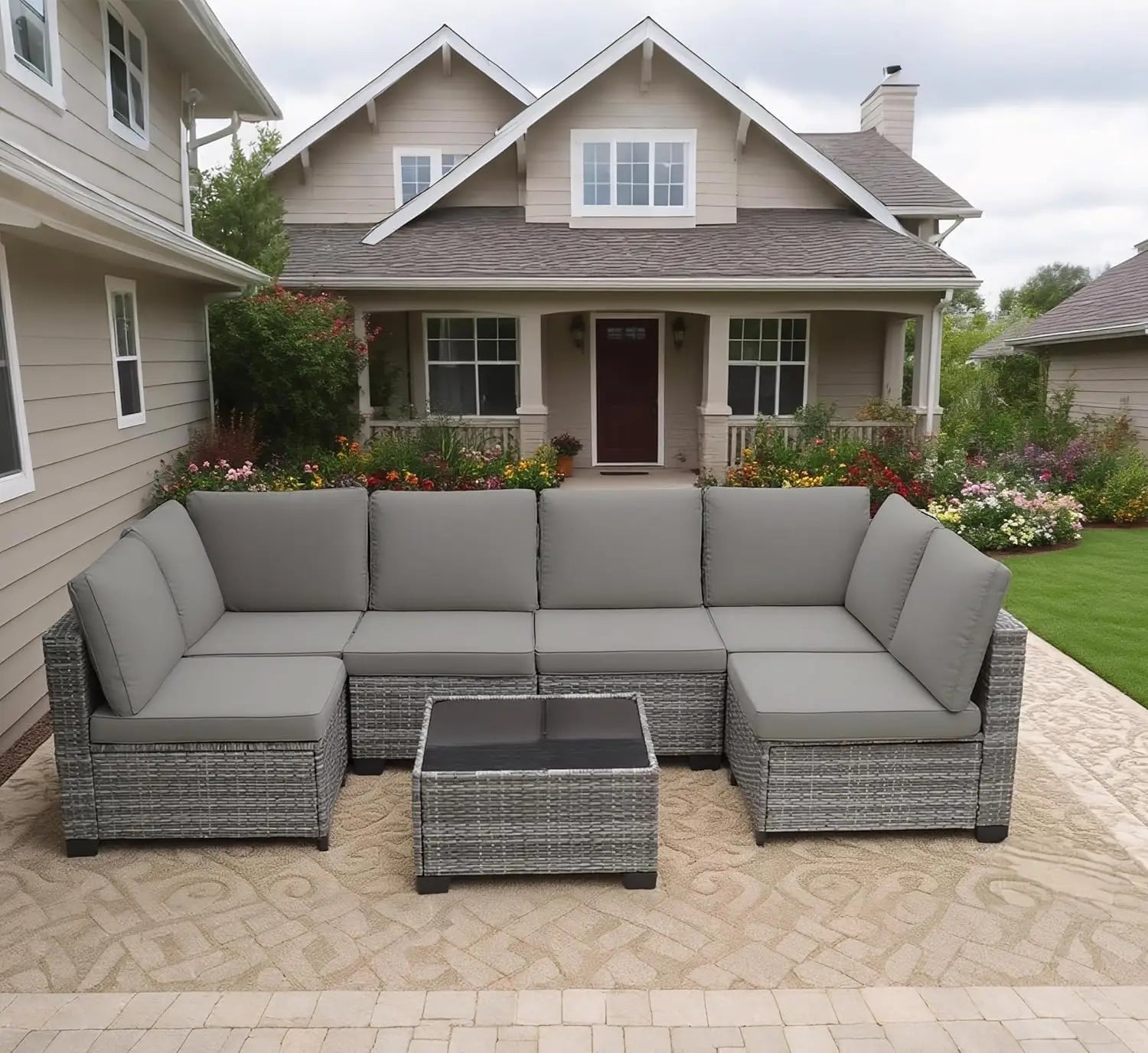 All-Weather Rattan Outdoor Sofa Set — Brown | KIMLUD