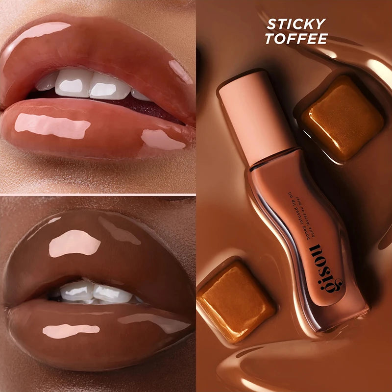 Glazed Lip Balm Lip Oil Gloss Hybrid Nourishing Honey-Infused Shine — Plum | KIMLUD