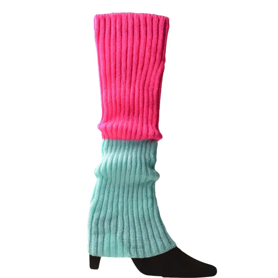 Knit Socks Neon Ribbed Leg Warmers — Black | KIMLUD