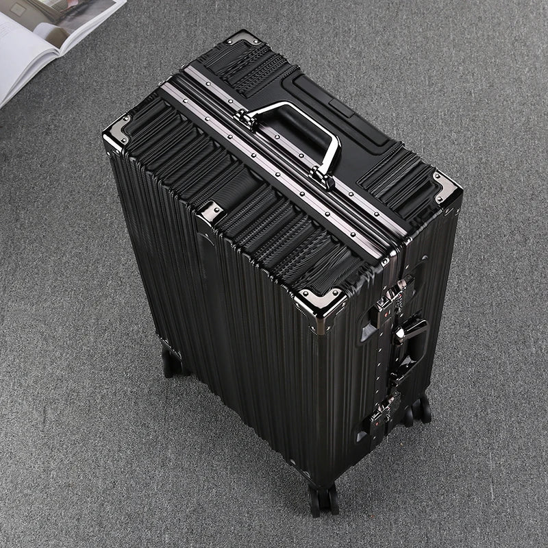 Aluminum Frame Suitcase 20 inch Boarding Cabin Rolling Luggage Trolley Case Password Suitcases on Wheels Men and Women Students