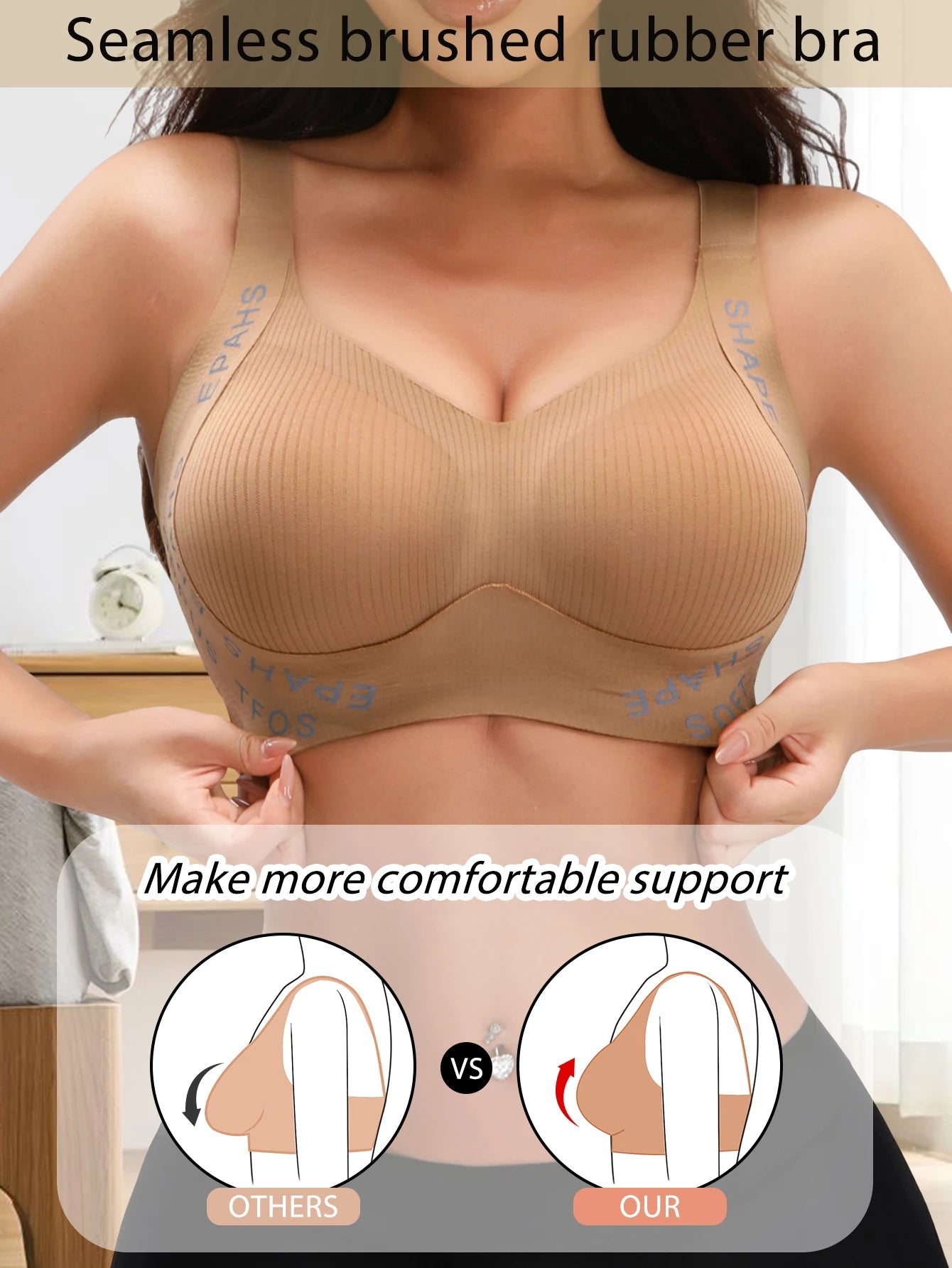 Seamless Bralette Wireless Push Up — Nude-Beige | KIMLUD