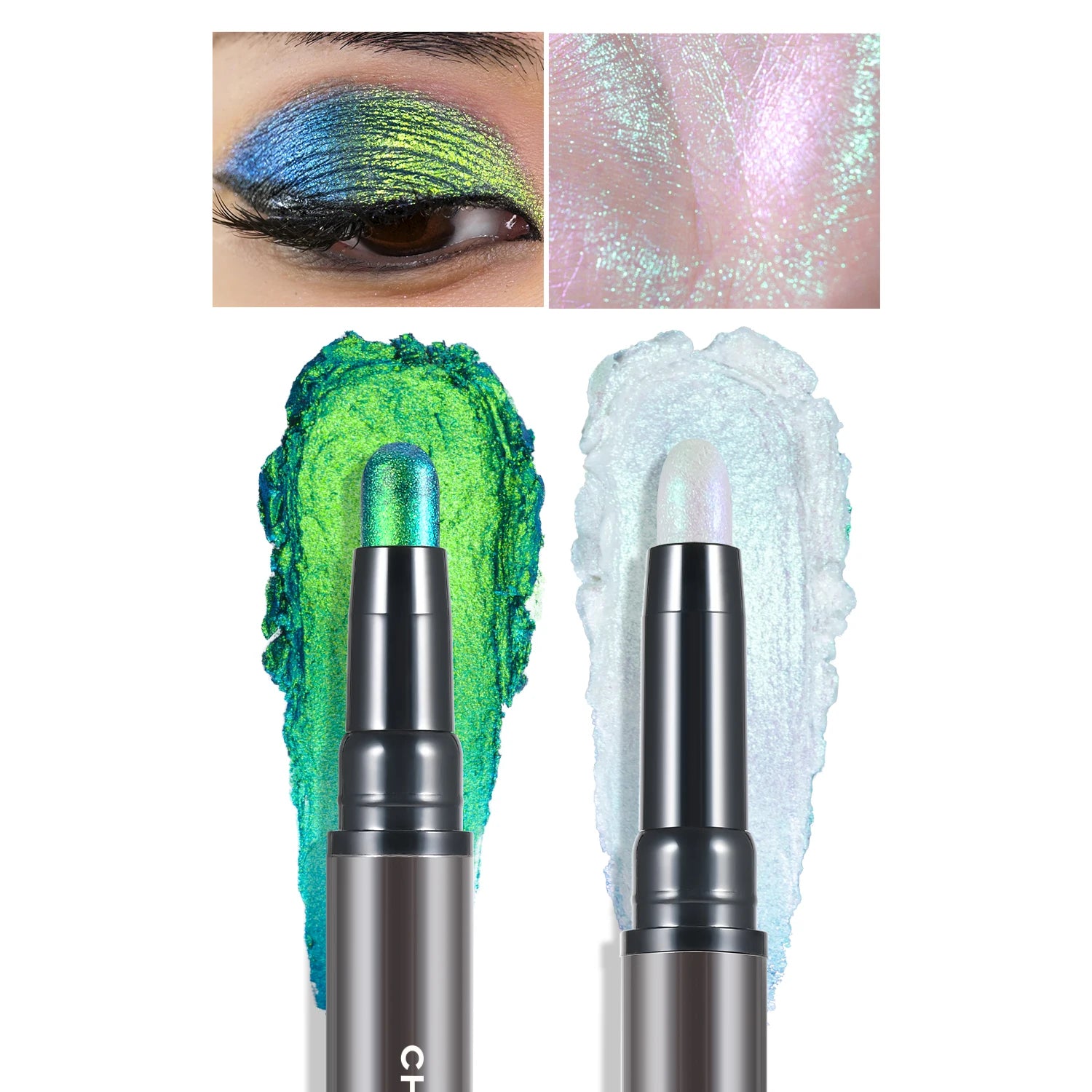 KIMLUD, CHARMACY 2 In 1 Multichrome Eyeshadow Sticks High Pigmented Glitter Eyeshadow Waterproof Eye Shadow Pen Metallic Makeup 6 Color, 905 / CHINA, KIMLUD APPAREL - Womens Clothes