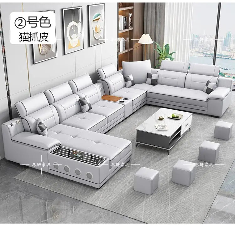 Fabric Sofa Modern Minimalist U-Shape — Gray | KIMLUD