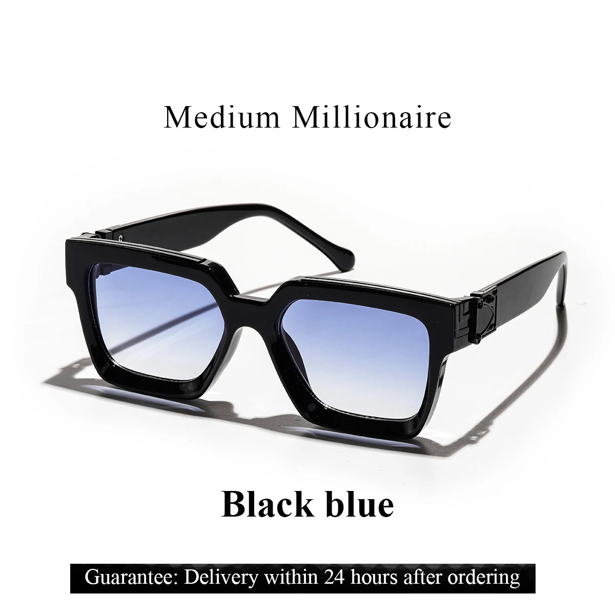 Retro Square Sunglasses Millionaire Shades — Black | KIMLUD