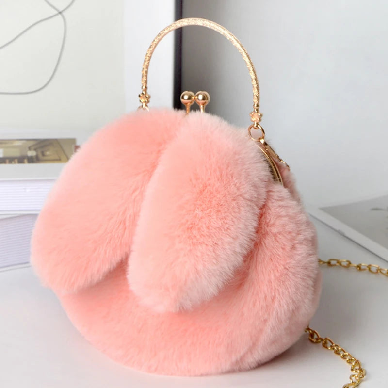 Cute Plush Rabbit Crossbody Bags for Women Korean Version Cute Purses and Handbags Girls New Rabbit Ear Shoulder Messenger Bag
