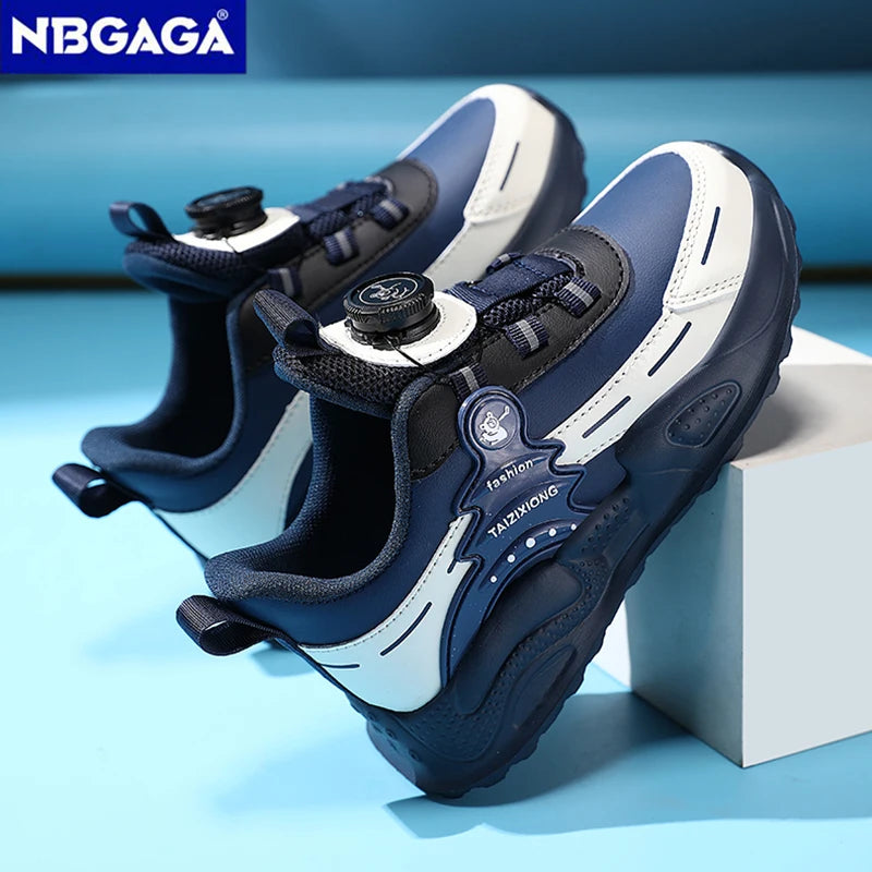 Leather Running Shoes Anti-Slip Waterproof — Black | KIMLUD