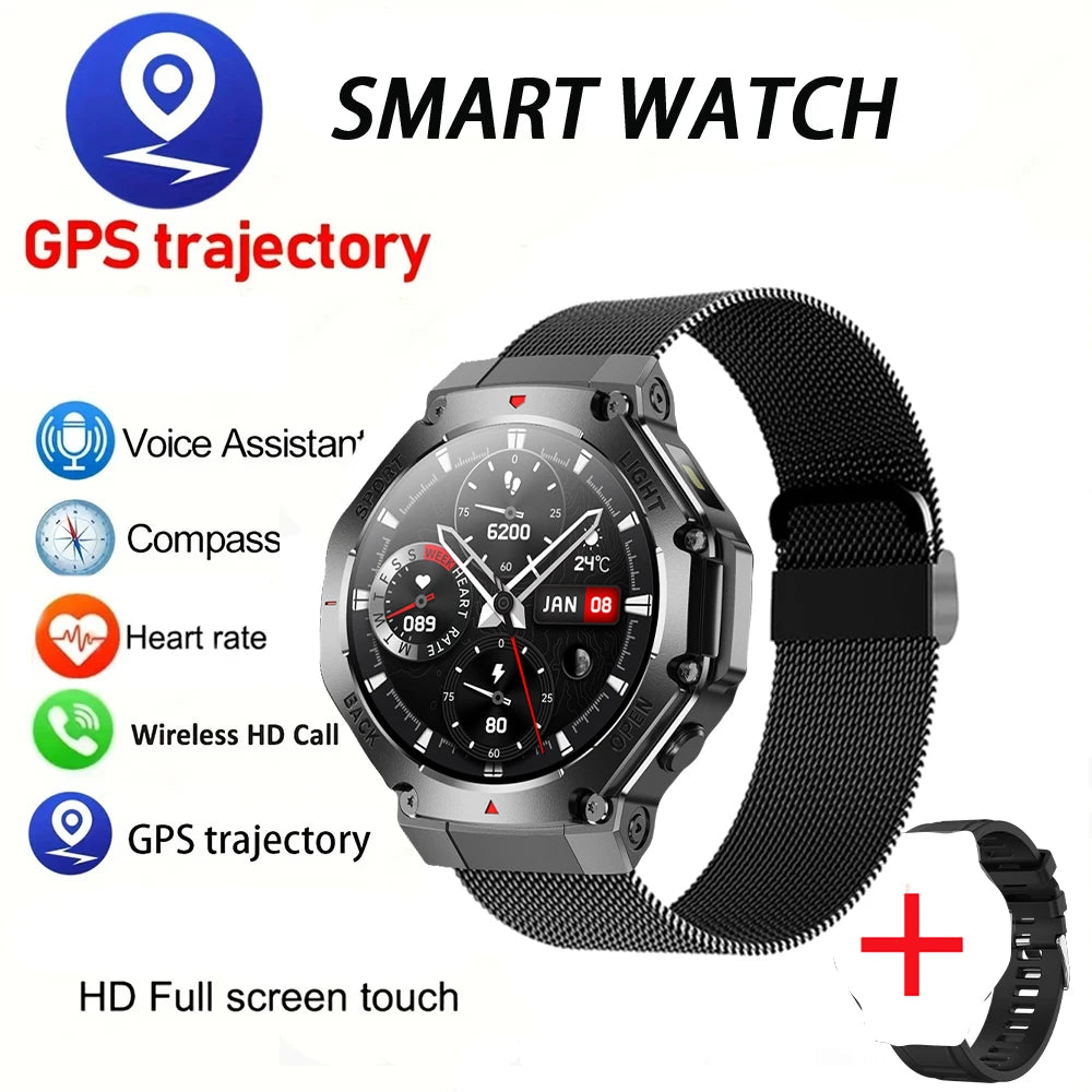 KIMLUD, 2025 New LED Smart Watch Men's HD AMOLED Bluetooth Call Waterproof Smartwatch Heart Rate Monitoring Women's Health Smart Watches, Net belt black, KIMLUD APPAREL - Womens Clothes