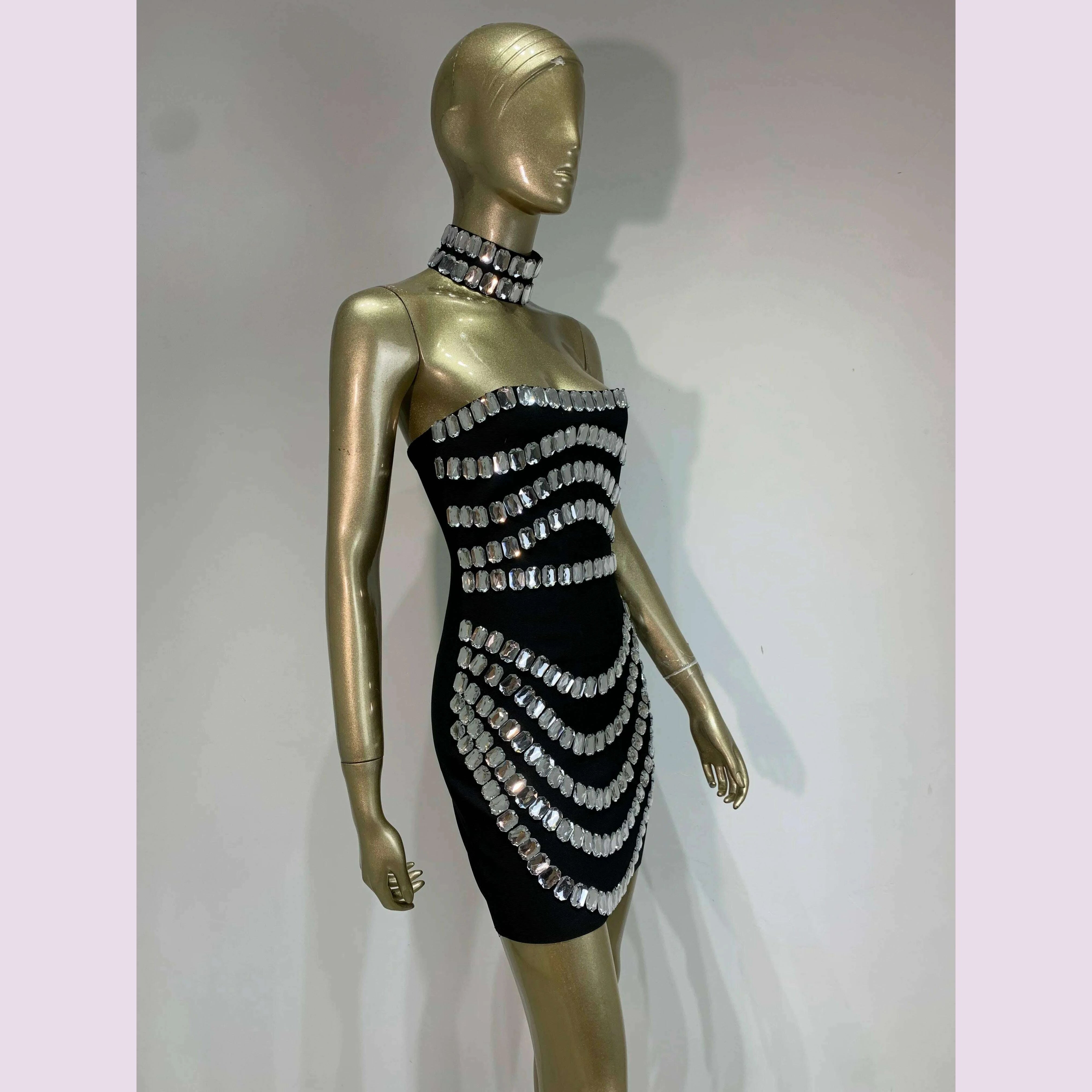 brand-new-ins-2025-women-black-strapless-crystal-bandage-bodycon-dress-designer-collar-elegant-mini-evening-party-dress-vestido-kimlud-kimlud-33913176