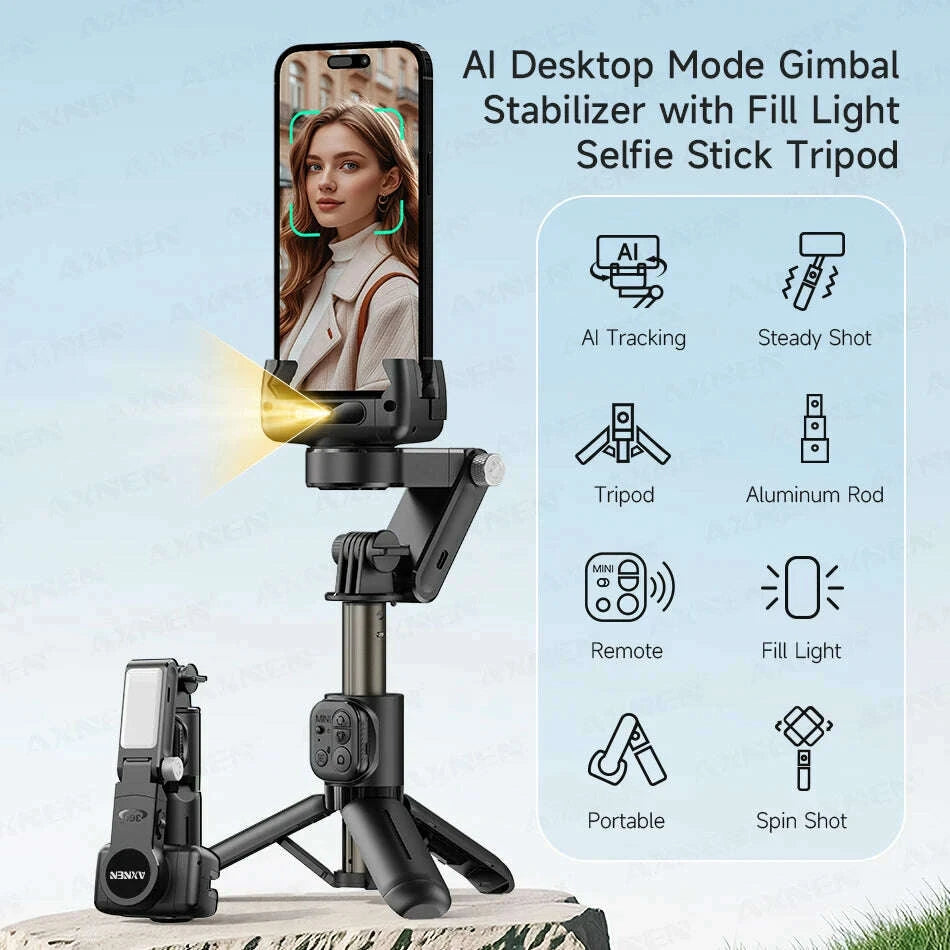 gimbal-q19-ai-desktop-360°-auto-rotation-face-track-anti-shake-selfie-stick-handheld-stabilizer-with-fill-light-for-smartphoneskimludkimlud-35561675