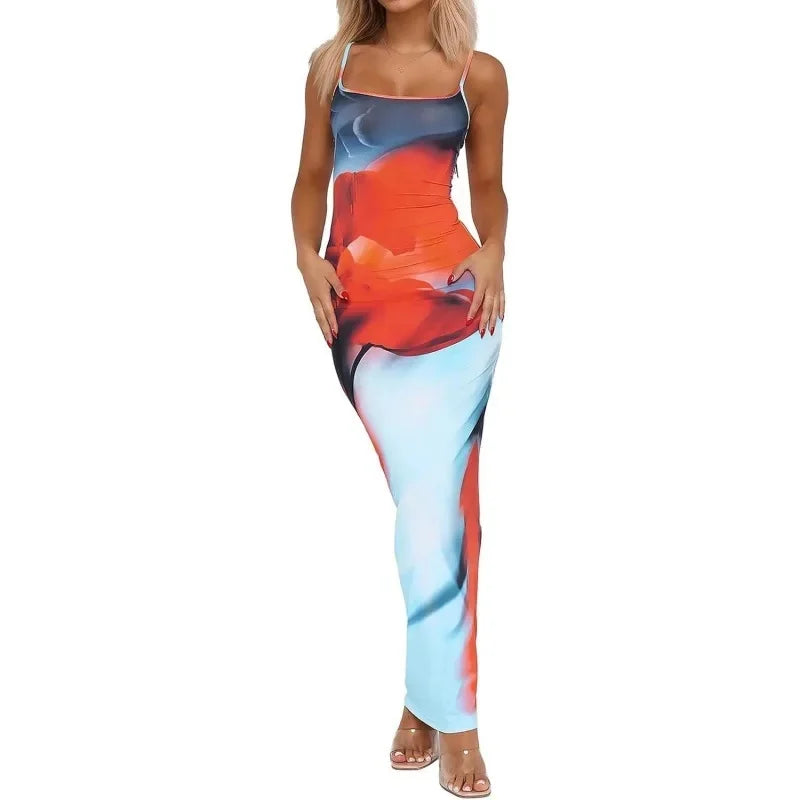 Sexy Tight Floral Print Strapless Dress Spring Summer New Arrival Cross-Border Hot Sale Ins Style Women's Ankle-Length Gown