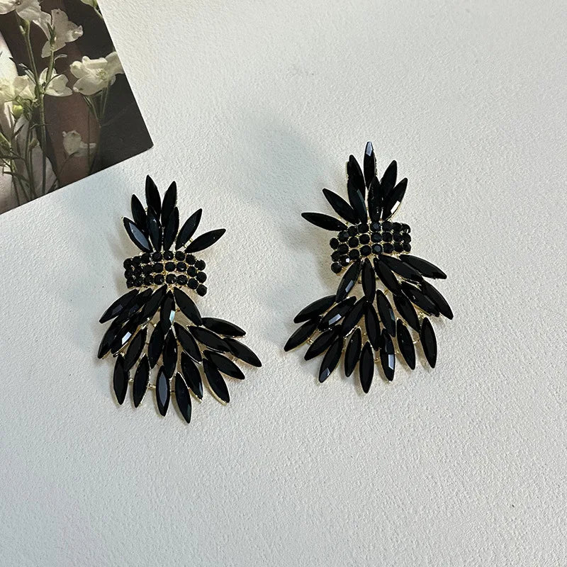 Crystal Dazzle Earrings Paved Drop — Crystal | KIMLUD