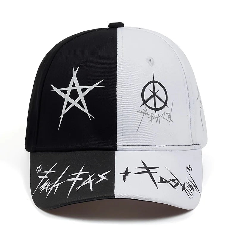 Snapback Baseball Cap Letter Pattern Printing — Black | KIMLUD