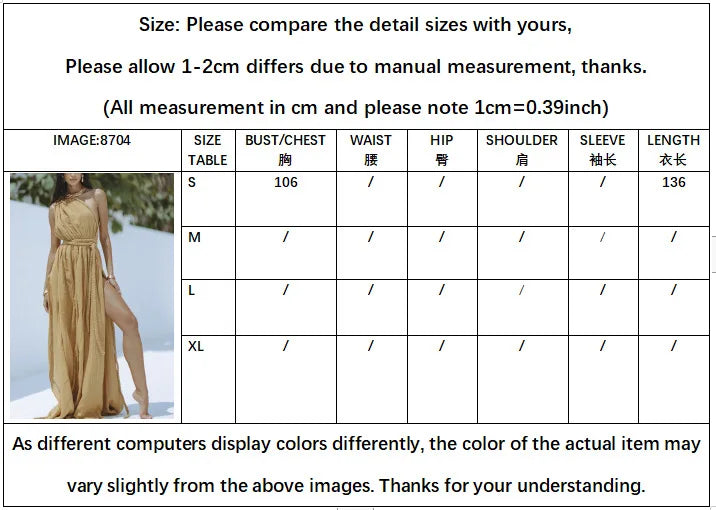 Cotton-Polyester Beach Cover Up Dress Sloping Shoulder Draped — Sandy Beige | KIMLUD