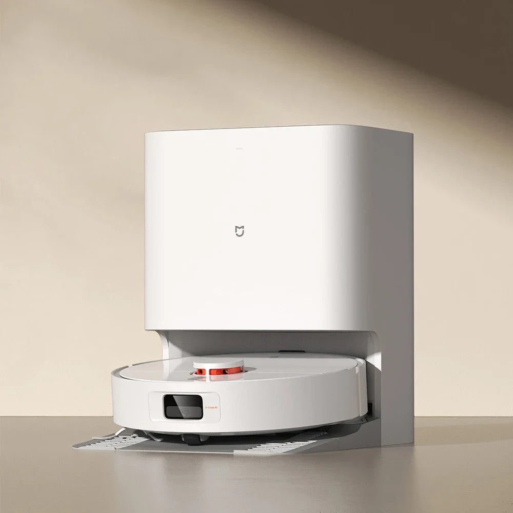 Sculpted Minimalist Robot Vacuum Mop 6000Pa Suction — White | KIMLUD
