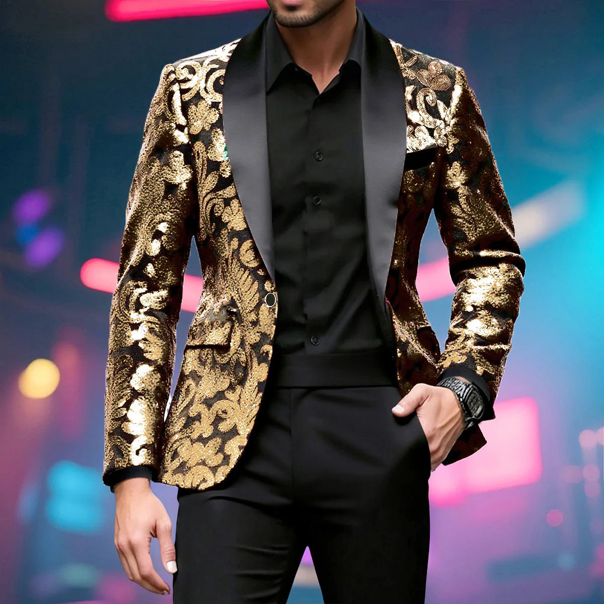 Sequin Blazer - Sequin Embellished - Polyester - Multicolor | KIMLUD