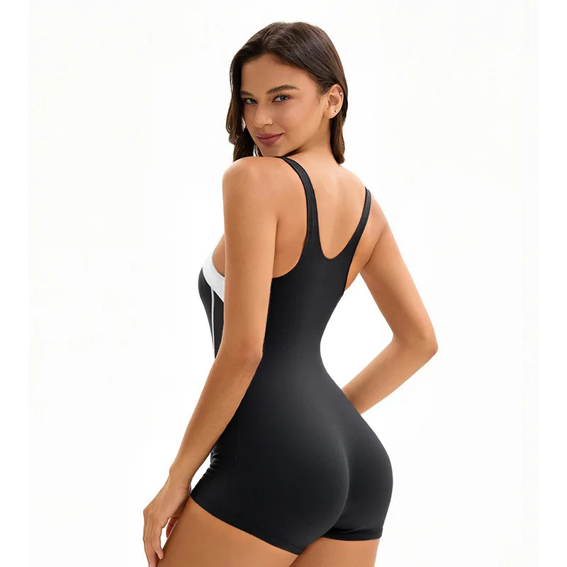 Polyamide One Piece Swimsuit Racerback Contour — Black | KIMLUD