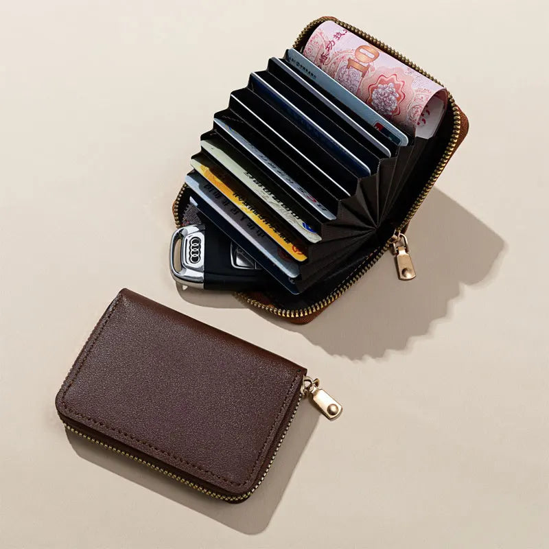 Cloth Card Bag Zippered Vertical Organizer — Black | KIMLUD