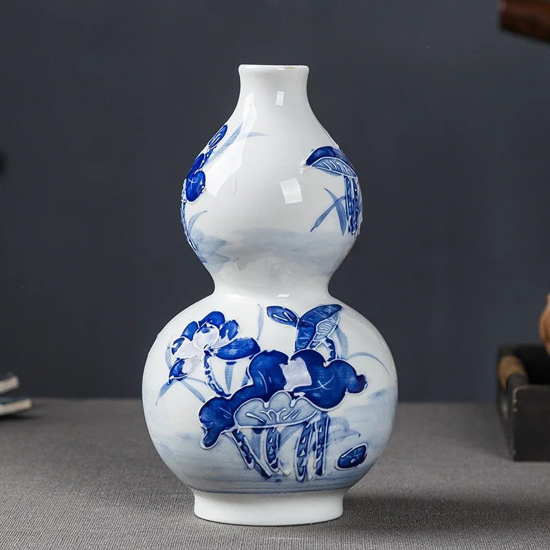Jingdezhen-Chinese Blue and White Porcelain Flower Vase, Wealthy Bamboo, Living Room Desktop, Bloom Decoration, Hot, New